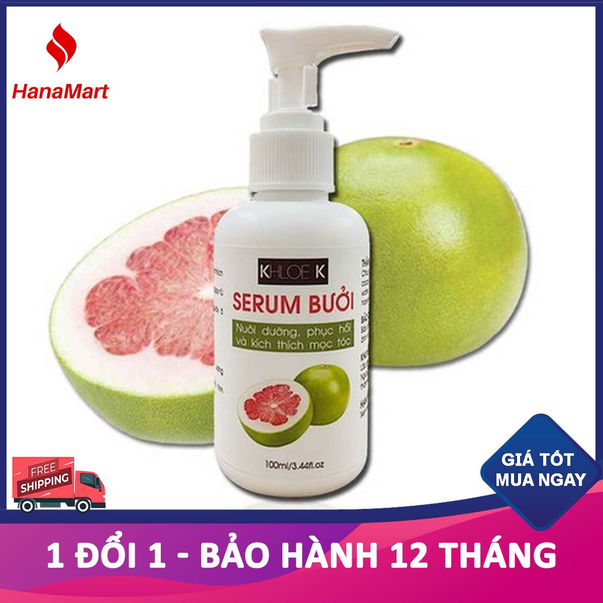 Serum Bưởi Chiết Xuất Từ Tinh Dầu Vỏ Bưởi Giúp Ngăn Ngừa Rụng Tóc Kích Thích Mọc Tóc Khloe K- Dung Tích 100ml - HanaMart