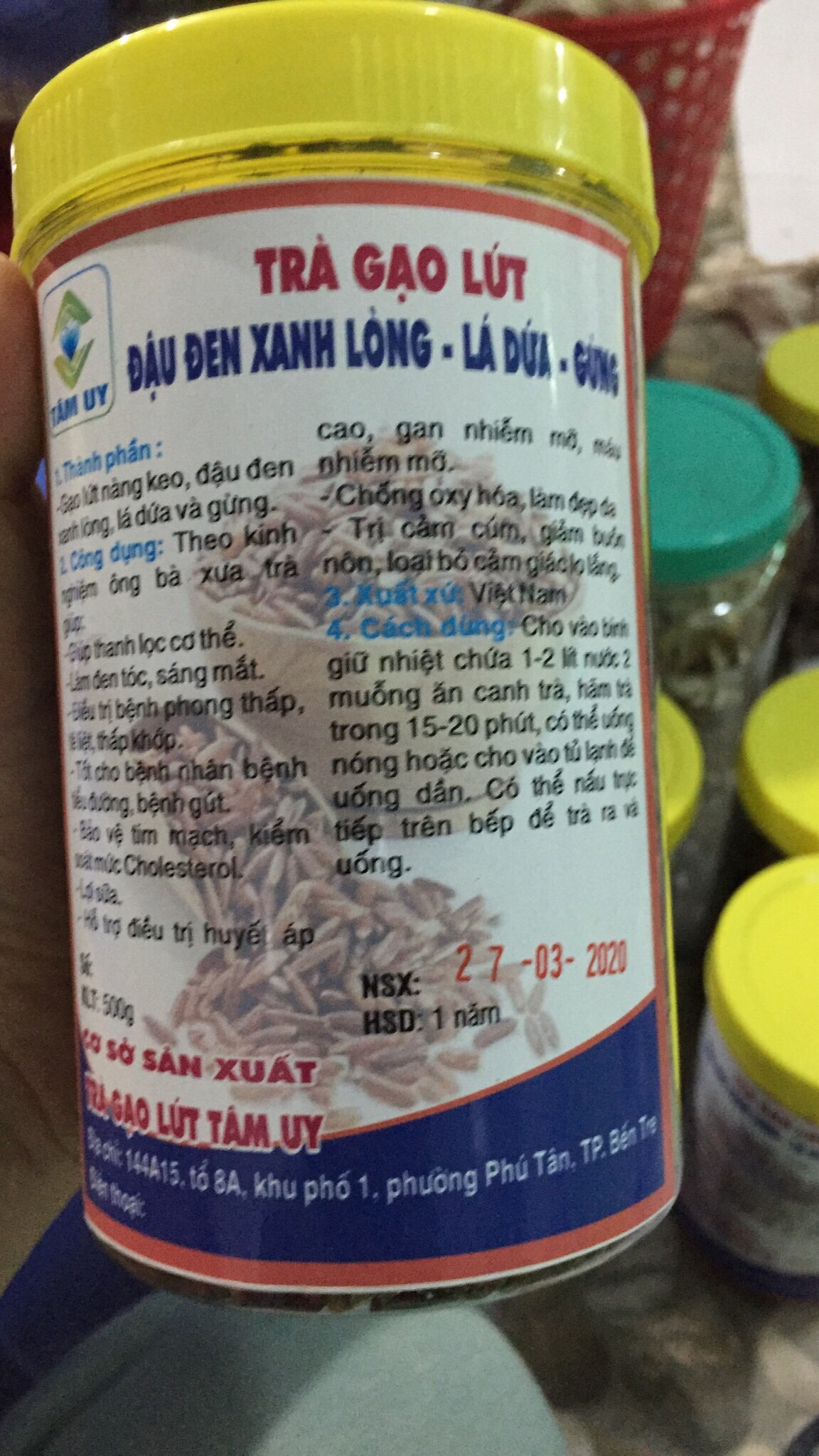 Trà gạo lứt đậu đen xanh lòng - lá dứa- gừng