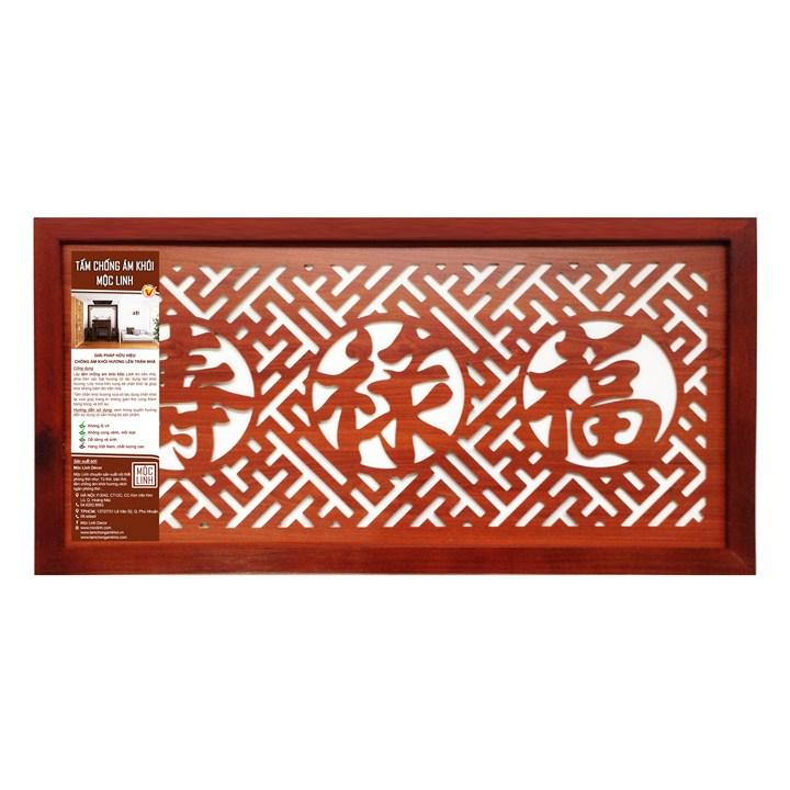 Tấm chống ám khói hương bàn thờ Mộc Linh 41x81 cm Chữ Phúc Lộc Thọ Hán (Nâu)