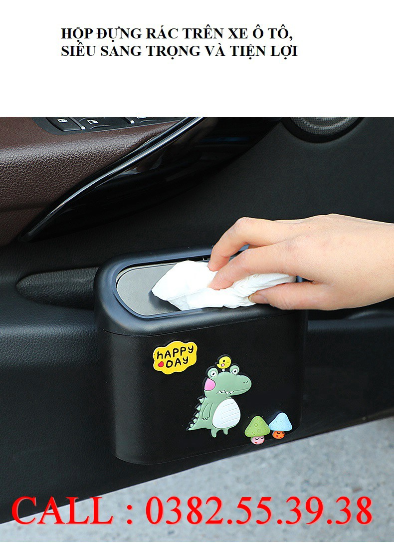 THÙNG ĐỰNG RÁC, ĐỰNG ĐỒ NHỎ GỌN VÀ SANG TRỌNG TRÊN Ô TÔ GẮN KÈM STICKER (CHỌN STICKER NGẪU NHIÊN KHI GỬI)