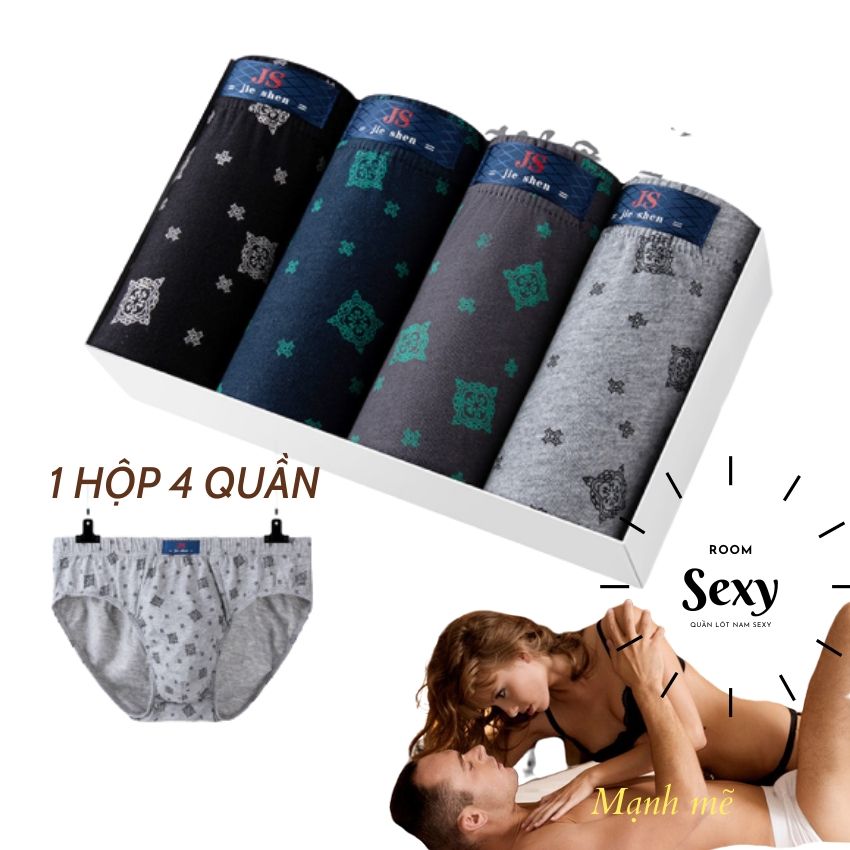 [COMBO 4] Quần lót nam tam giác cao cấp họa tiết, quần sịp tam giác size L,XL,2XL, chất liệu cotton 100%, quần lót mềm mại thoáng mát, BODY gợi cảm tự tin hơn cho nam giới, quần lót cam kết đạt tiêu chuẩn chất lượng quốc tế R