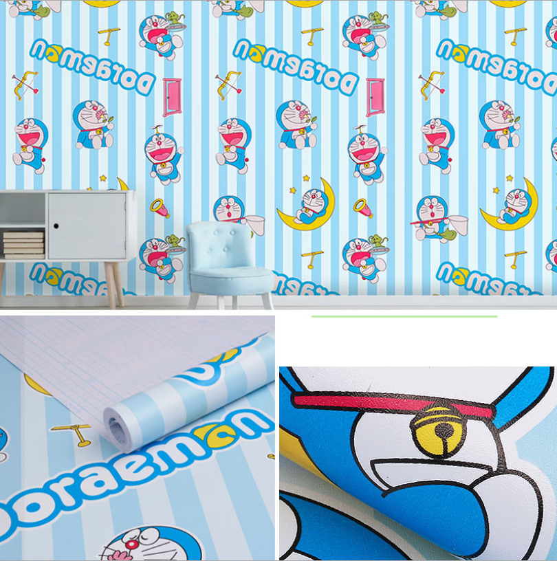 CUỘN 5M X 0.45M DECAL GIẤY DÁN TƯỜNG ĐÔ RÊ MON SỌC XANH KEO SẴN BÓC DÁN A071