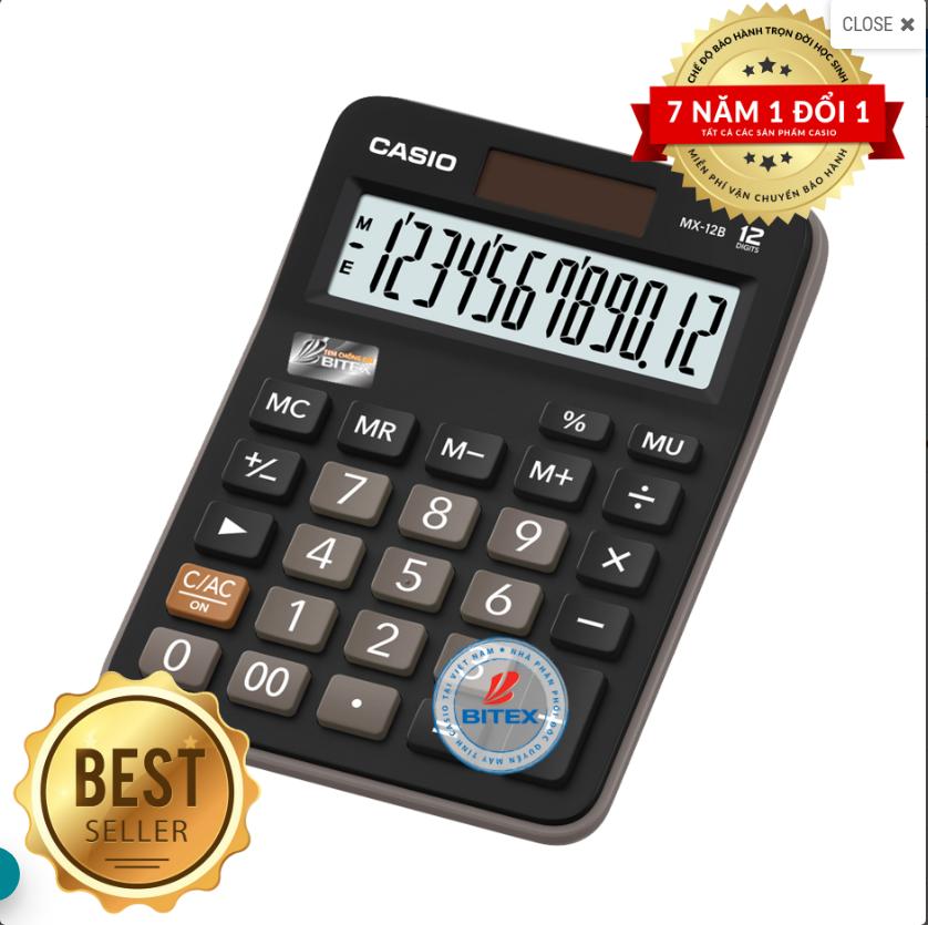 Máy tính casio mx12b-bk chính hãng