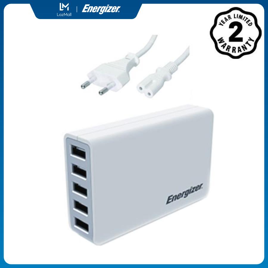 Sạc Energizer USB Station CL 5 cổng ra 25W, trang bị công nghệ an toàn Smart IC bảo vệ thiết bị và củ sạc - USA5CEUCWH5