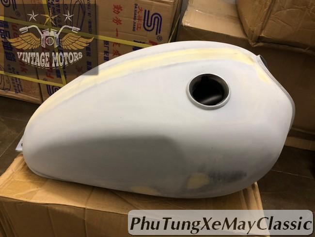 BÌNH XĂNG XE MÁY ĐỘ CLASSIC - Bình Xăng Độ kiểu dáng Triump đủ nắp khóa xăng theo bộ