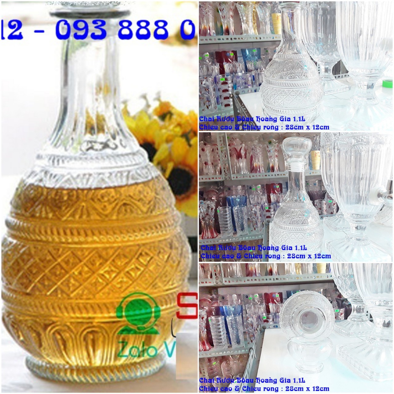 Chai thủy tinh đựng ruou tròn từ 700ml - 1L