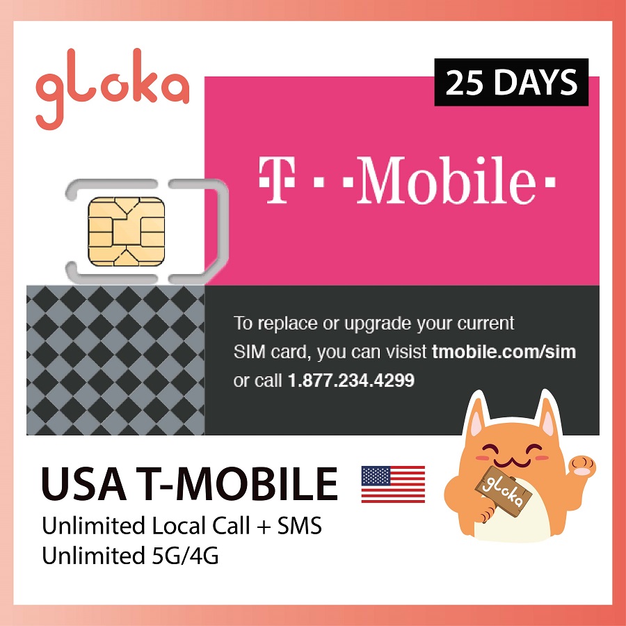 Sim 4g mỹ chính hãng t-mobile nghe gọi + 4g lte không giới hạn 25 ngày