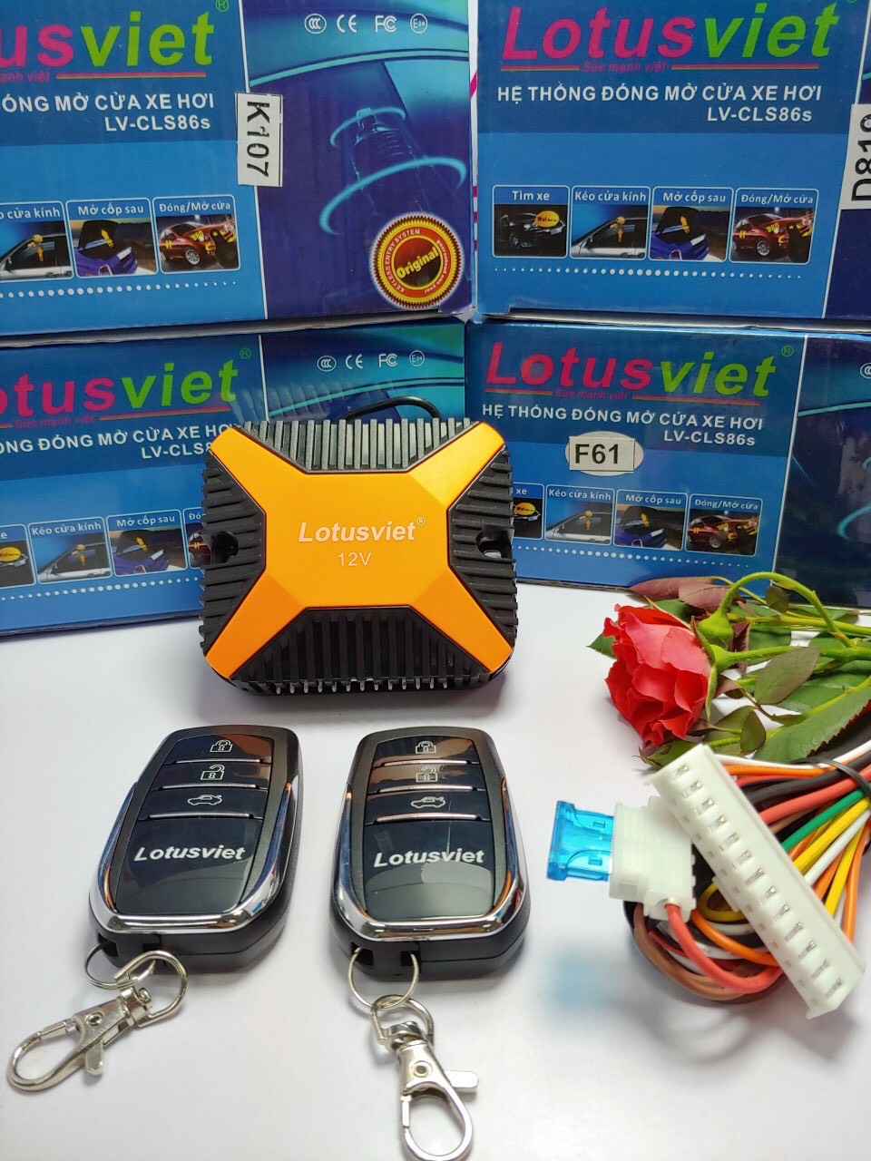 Bộ chốt khóa khiển cửa Thông minh  Lotus có mở cốp - Sản phẩm chất lượng , bộ sản phẩm có  2 nguồn điện 12v+24v có các mẫu khóa chìa theo xe Hỗ trợ lặp ráp tại Hà Nội