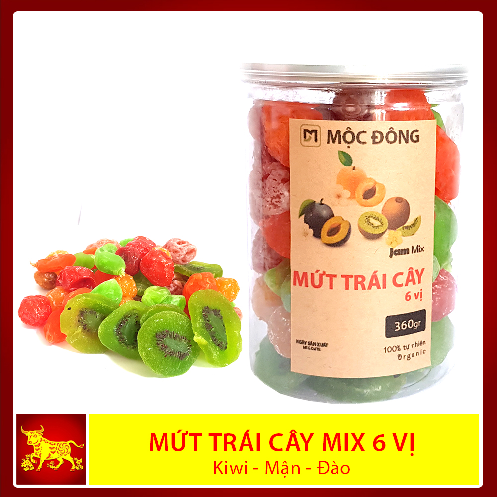Mứt trái cây thập cẩm mix 6 vị hỗn hợp hộp 360gr