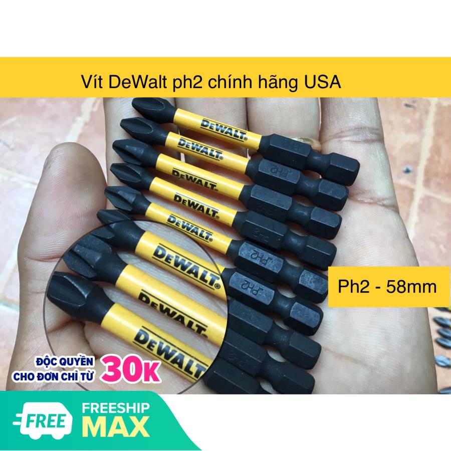 Bộ 5 mũi vít dewalt có từ ph2-58mm