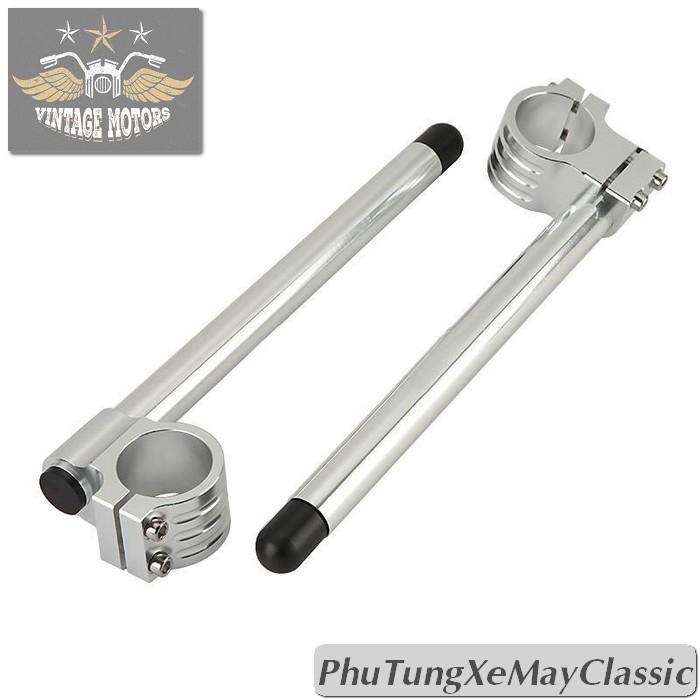 GHI ĐÔNG CLIP-ON ĐỘ CAFE RACER - Ghi đông clip-on độ Harley Cafe Racer Chopper Bobber CG125 SU GN125 nhôm CNC Nguyên khối 45mm lắp cho thụt USD