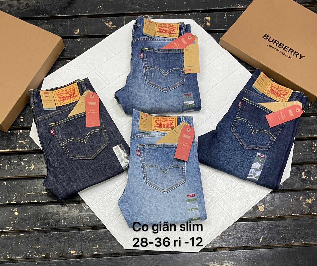 Quần Nam Levis 511 dài, fom dáng slimfit, ống quần 17-20cm