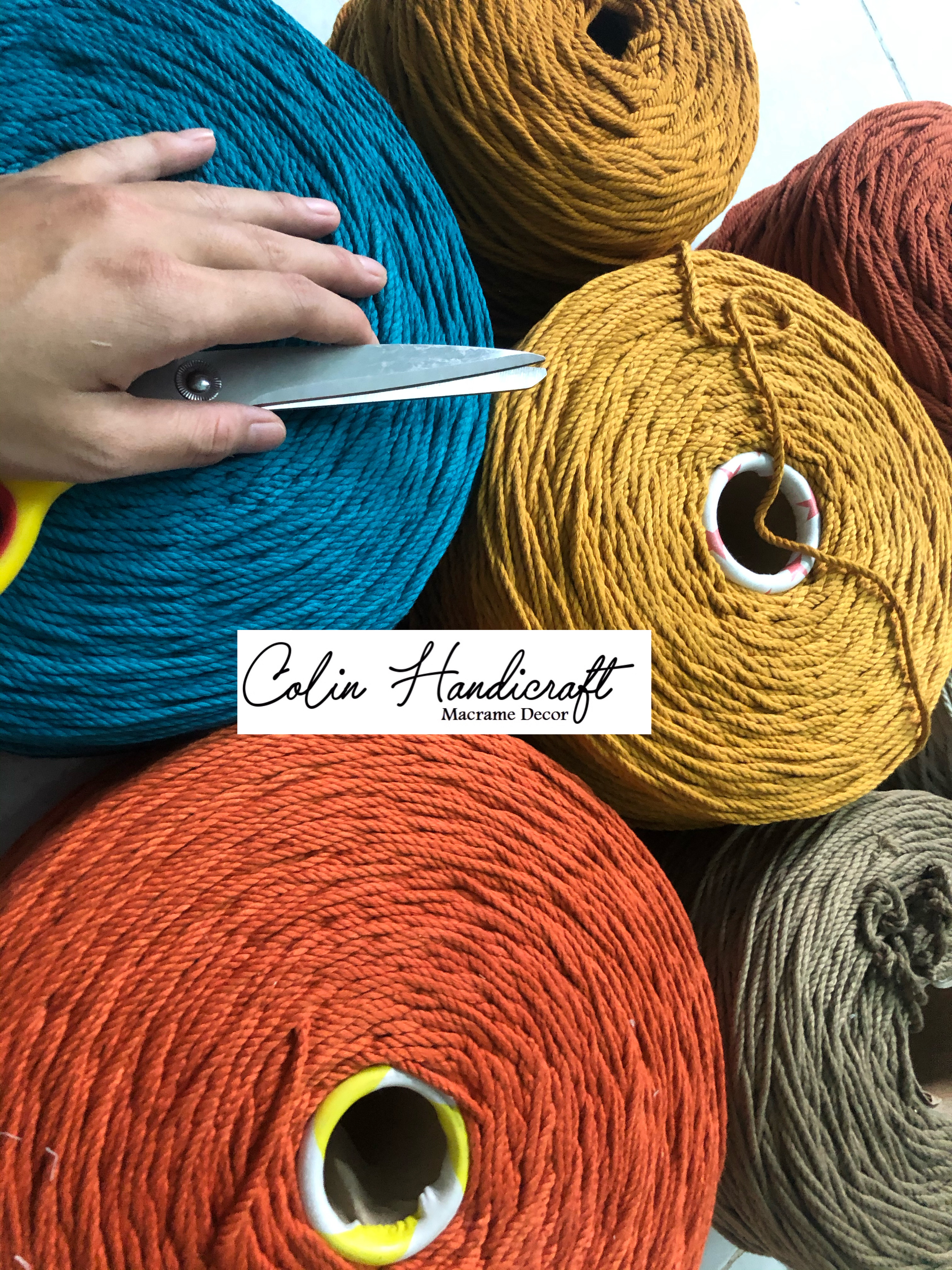 Dây thừng cotton màu size 3mm,5mm thắt macrame trang trí decor - 1kg