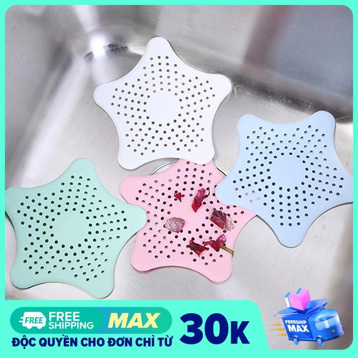 Miếng chặn rác bồn rửa chén, lavabo chống nghẹt cống nhựa dẻo hình sao biển 15x14 cm