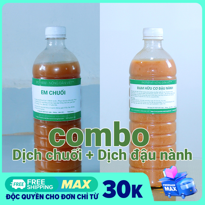 Combo 1 lít dịch chuối + 1 lít dịch đậu nành, dịch đỗ tương
