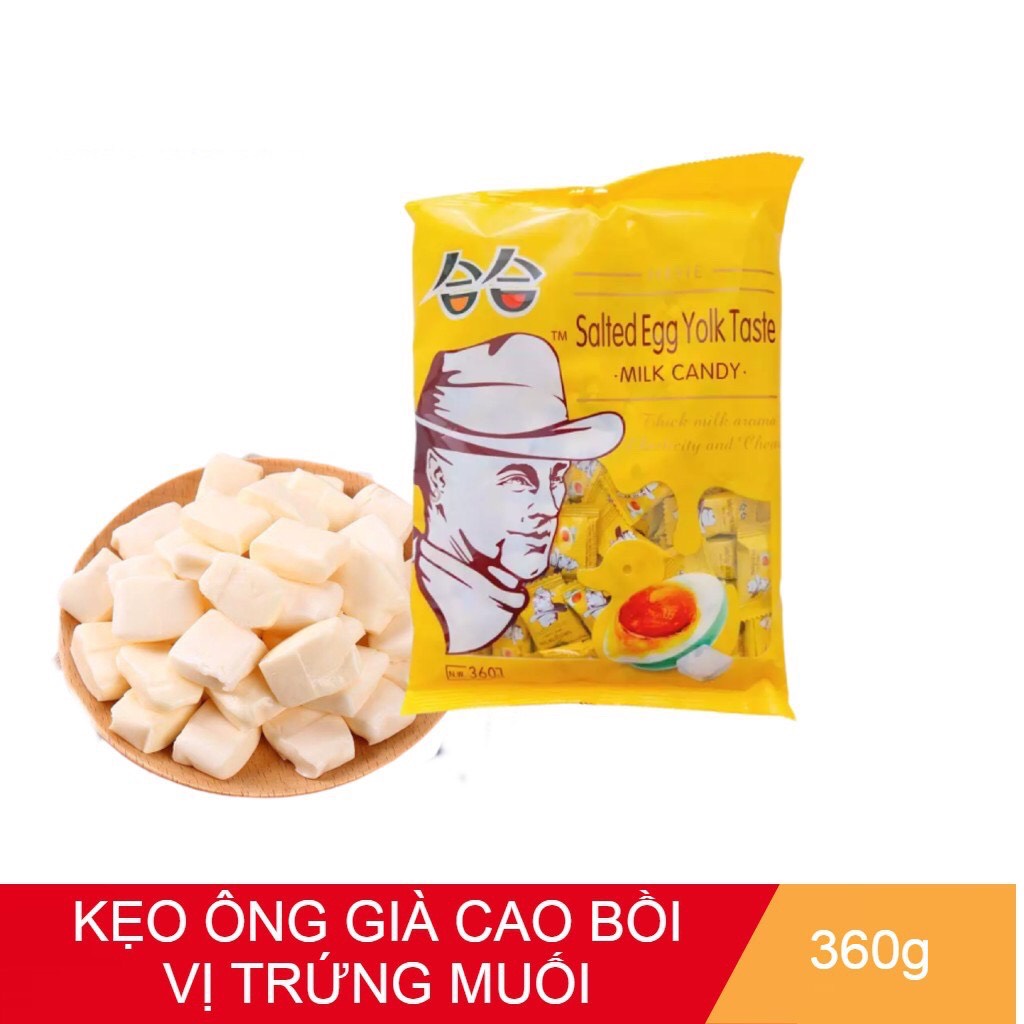 [HCM]Kẹo sữa chua ông già Đài Loan vị trứng muối 360 gr - ăn vặt nội địa trung