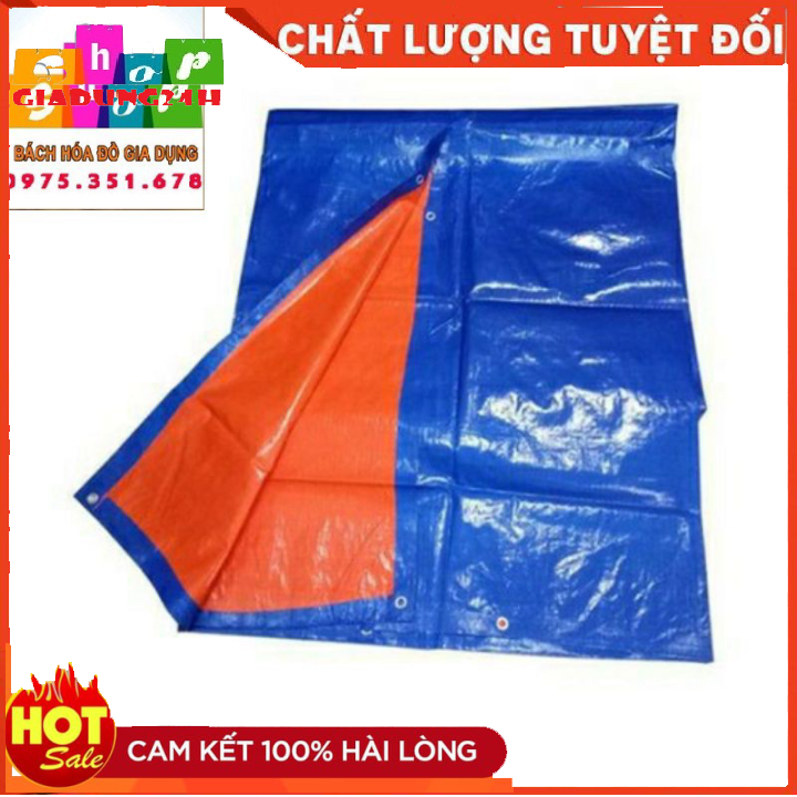 Bạt xanh cam 2 lớp may sẵn có đóng khuy khổ 2m,3m,4m,5m,6m,7m,8m,10m bạt hàn quốc 170g dày