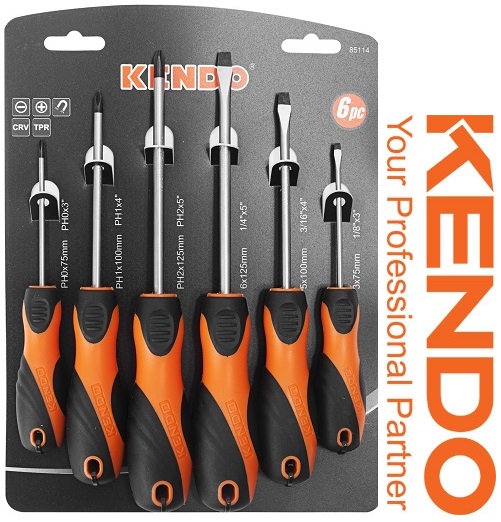 Bộ 6 cây tuốc nơ vít có nam châm crv tpr kendo 85114