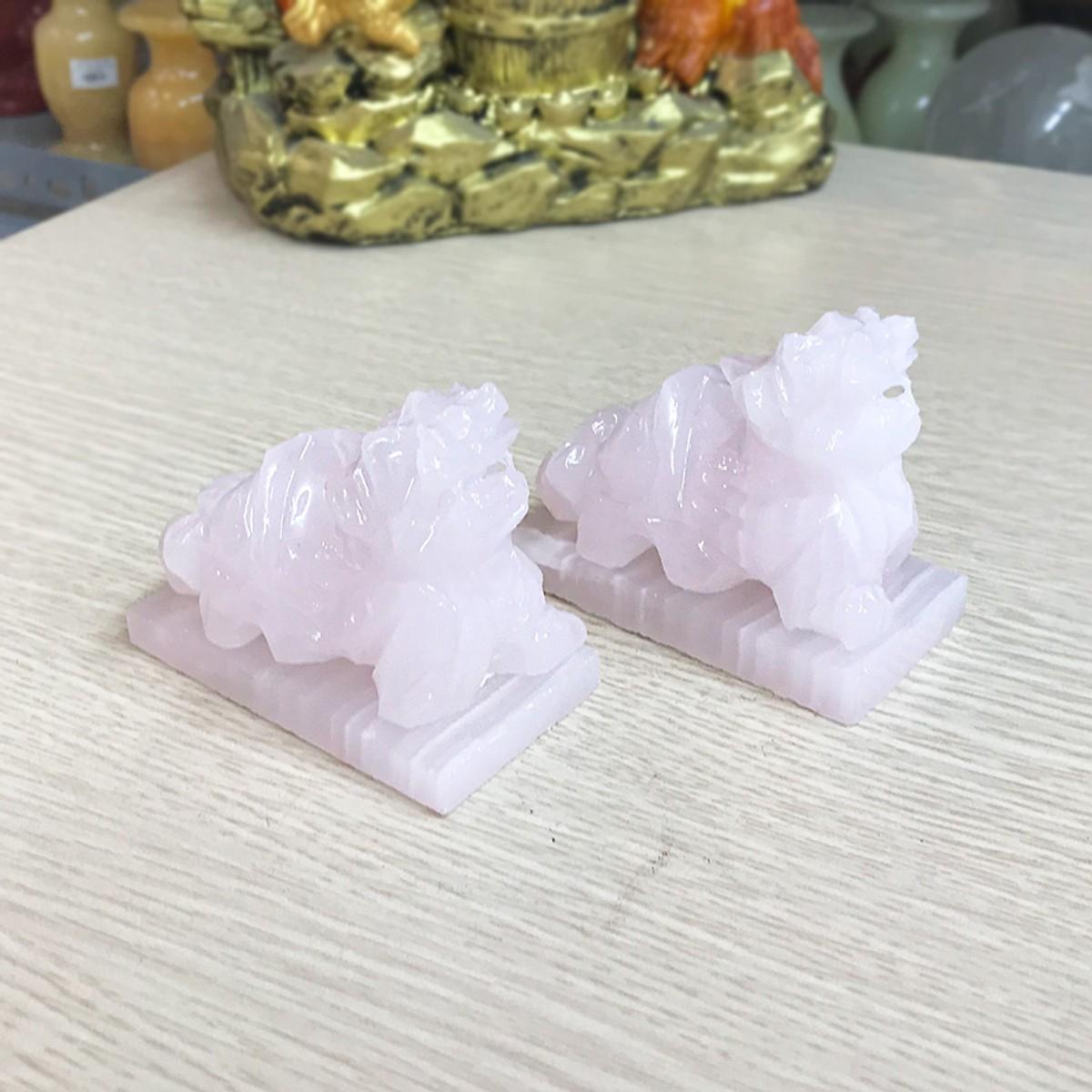 [FreeshipMAX] Cặp Tỳ Hưu phong thủy đá Onyx hồng tự nhiên 8cm