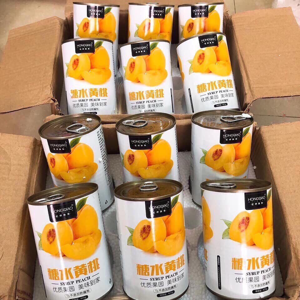 Thùng đào ngâm đóng hộp Hongqiao (Thùng 6 hộp x 425g)