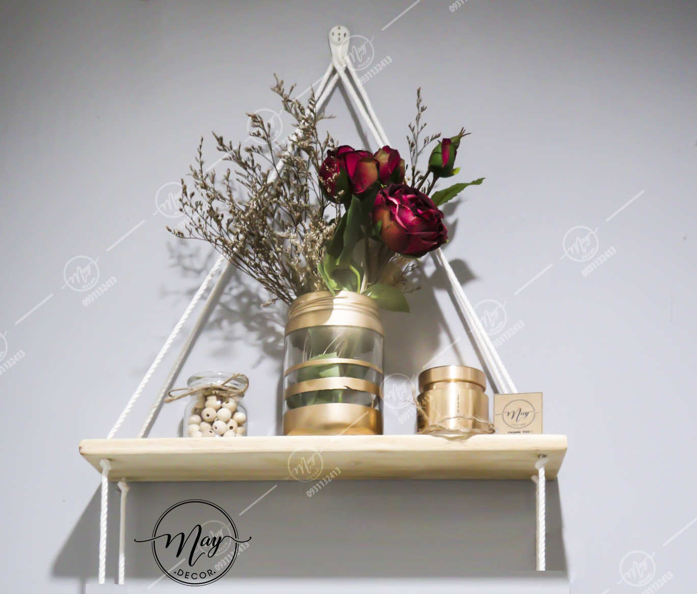 Kệ gỗ treo tường 1 tầng - gỗ 50x14 cm