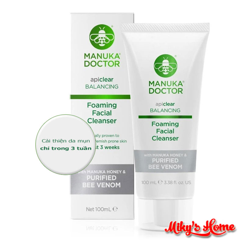 Sữa rửa mặt tạo bọt Manuka Doctor ApiClear Foaming Facial Cleanser 100ml - UK