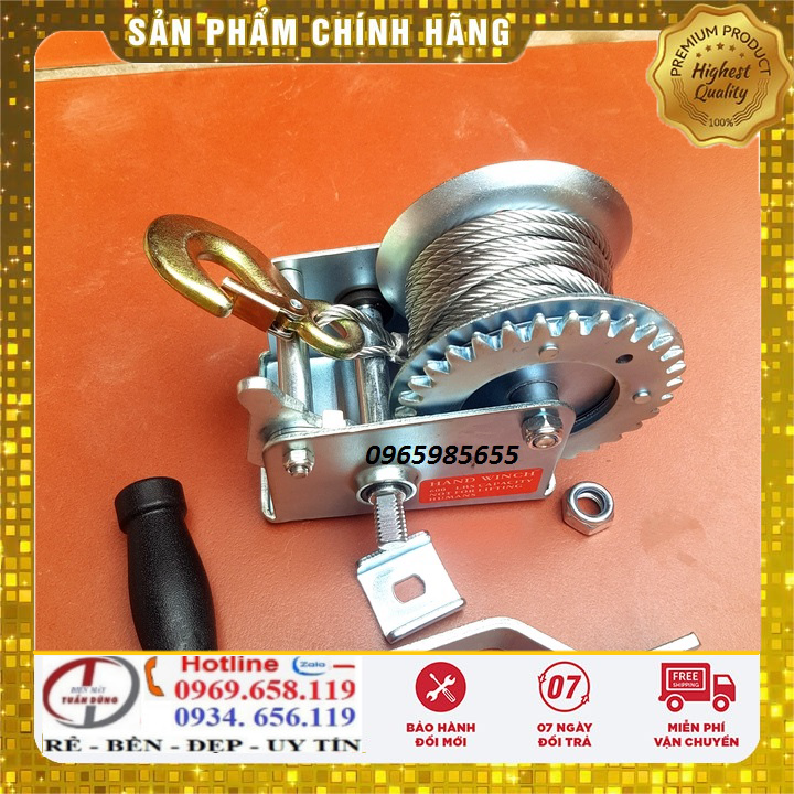 Tời quay tay 600 LBS 8m cáp