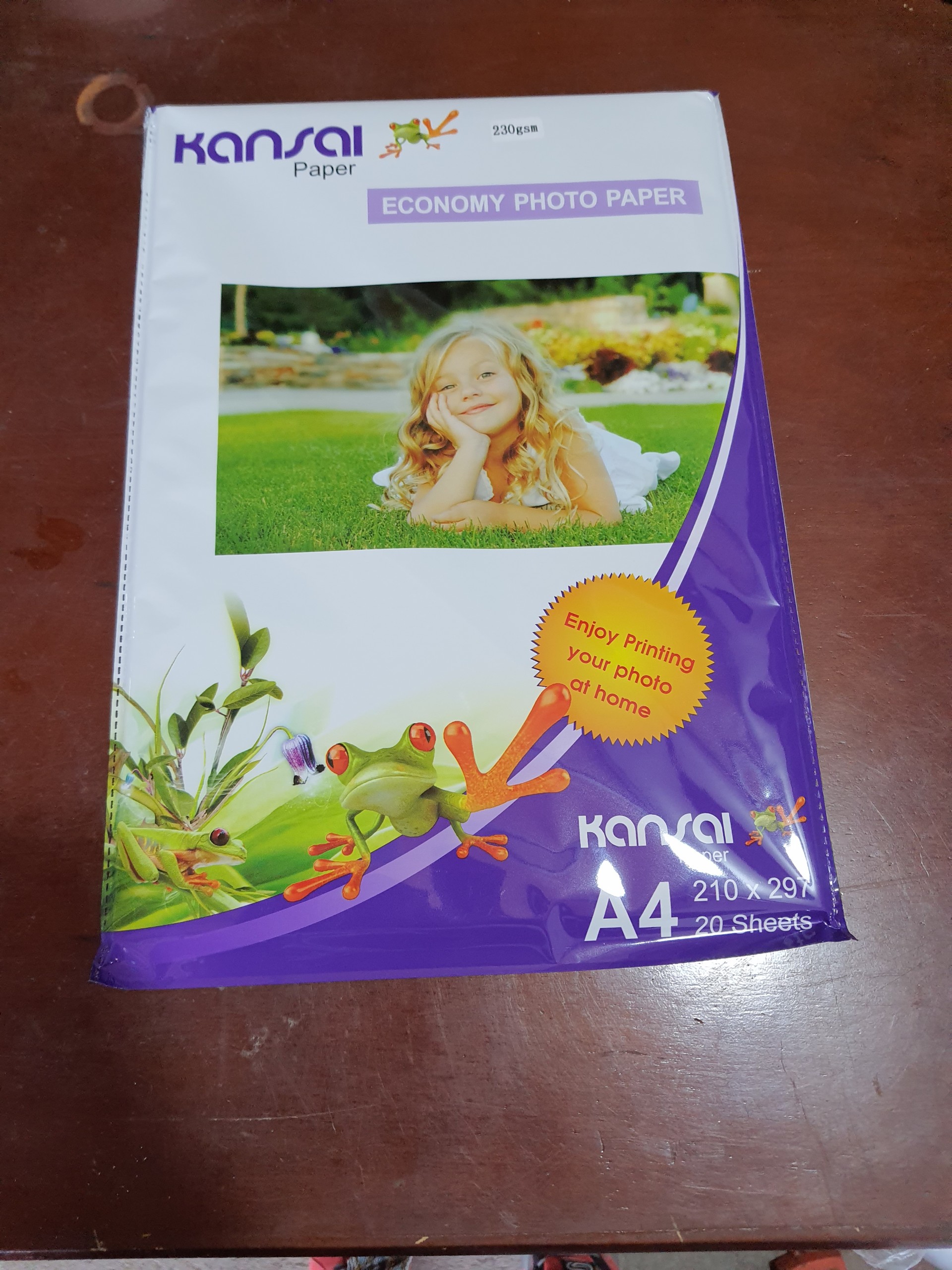 Giấy in ảnh A4, giấy in ảnh Kansai, bóng 1 mặt, định lượng 180gsm, 20 tờ