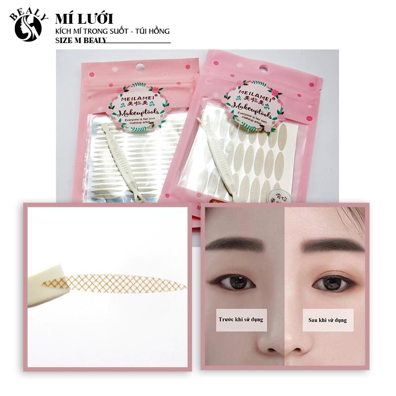Mí lưới kích mí trong suốt túi hồng size m