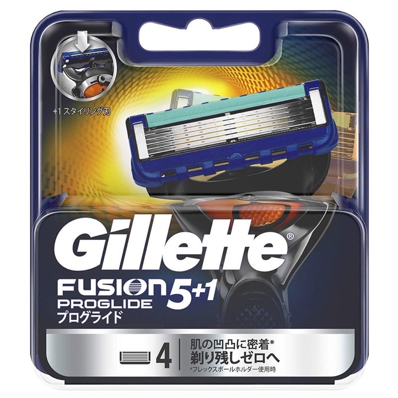 Hộp 4 đầu lưỡi thay thế lưỡi dao cạo râu gillette Fusion Proglide Nhật Bản 5+1 lưỡi kép an toàn cạo sạch không gây tổn thương da
