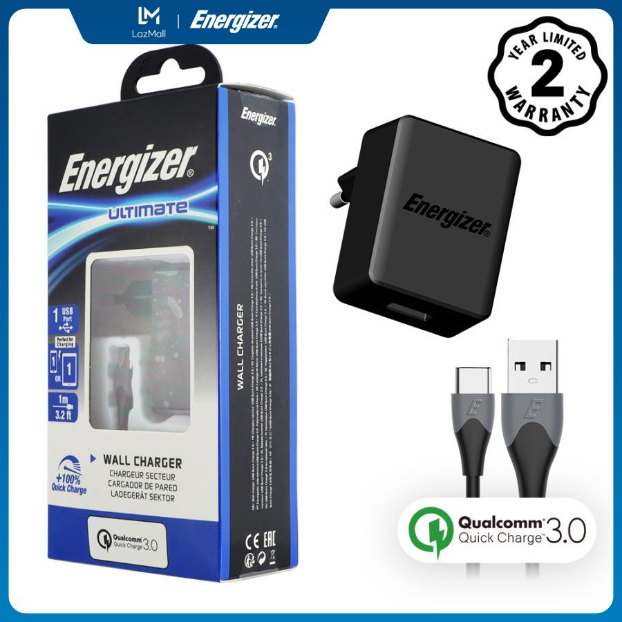 Sạc energizer quick charge qualcomm 3.0 18w kèm cáp usb type-c - ac1q3euuc23