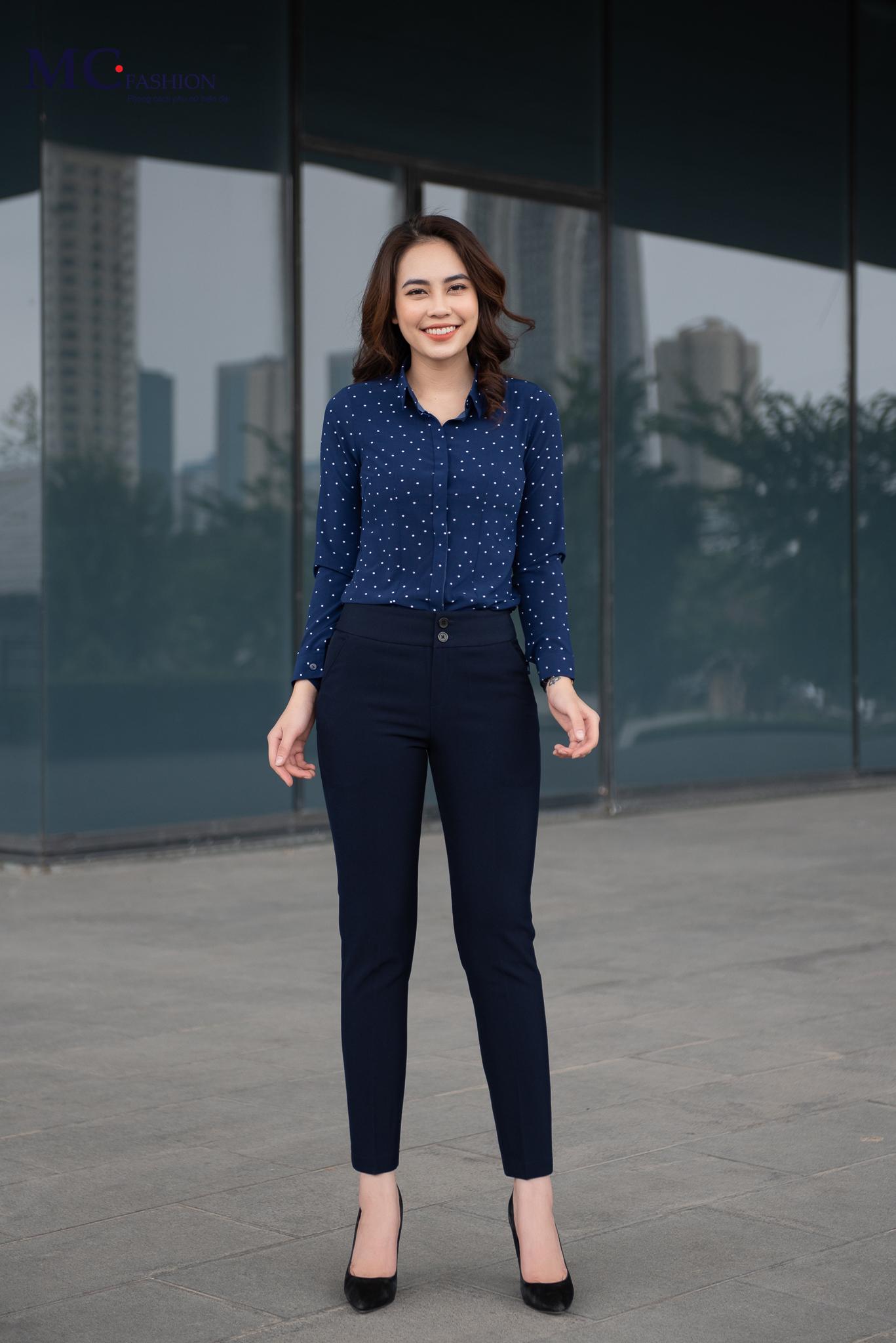 Áo sơ mi công sở họa tiết