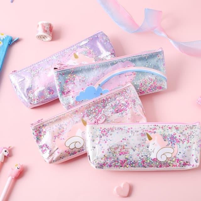 Túi đựng bút Unicorn kim tuyến