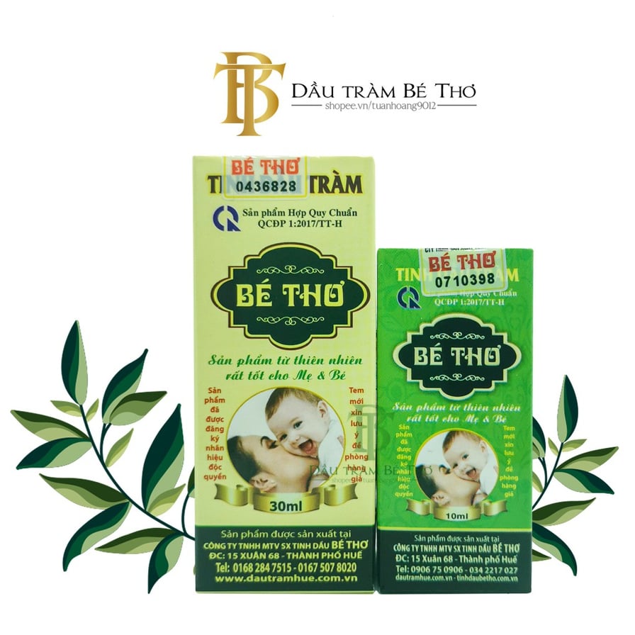 Tinh dầu tràm Bé Thơ Huế loại nhỏ ngăn cảm cúm, nghẹt mũi, ngừa vi khuẩn, ho cảm đờm chống gió máy giá rẻ
