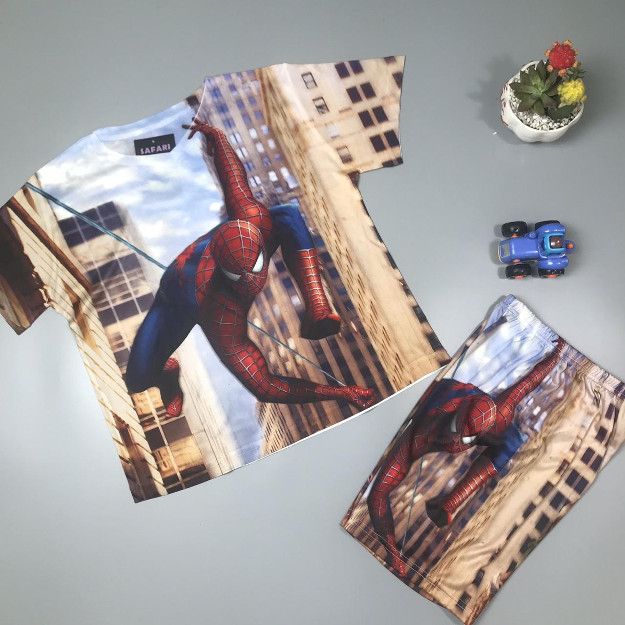 Bộ thun Thái in 3D hình người nhện Spider Man đỏ cho bé trai size nhí từ 10kg đến 15kg