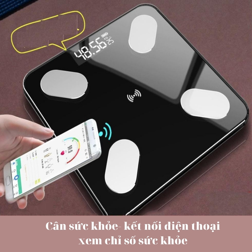 Cân Sức Khỏe Điện Tử Thông Minh BACHHOAMOTA - Cân kết nối bluetooth điện thoại phân tích đo lường cân nặng và lượng mỡ trên cơ thể có nhiều màu