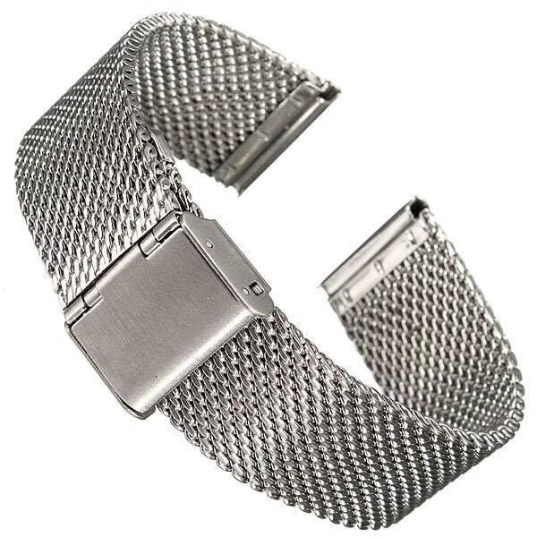 [HCM]Dây đồng hồ kiểu lưới thép không gỉ nhiều size màu bạc Loại dày