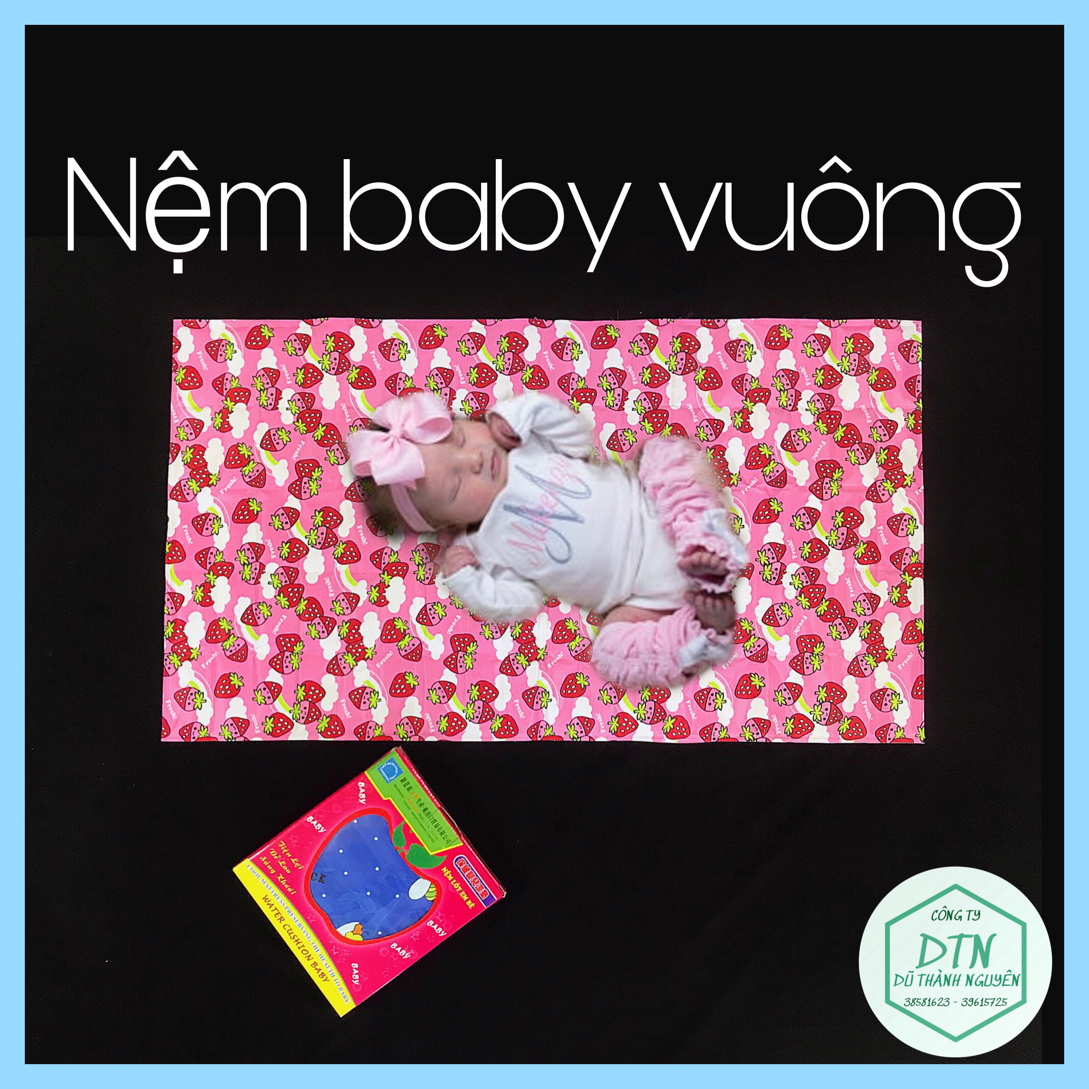 Nệm nước baby vuông Ngọc Thảo loại mỏng tốt dành cho em bé