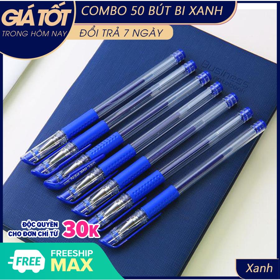 Combo 50 bút mực nước-bộ 50 bút bi nước siêu bền bút bi mực nước xanh đen, bút mực nước, rèn chữ đẹp