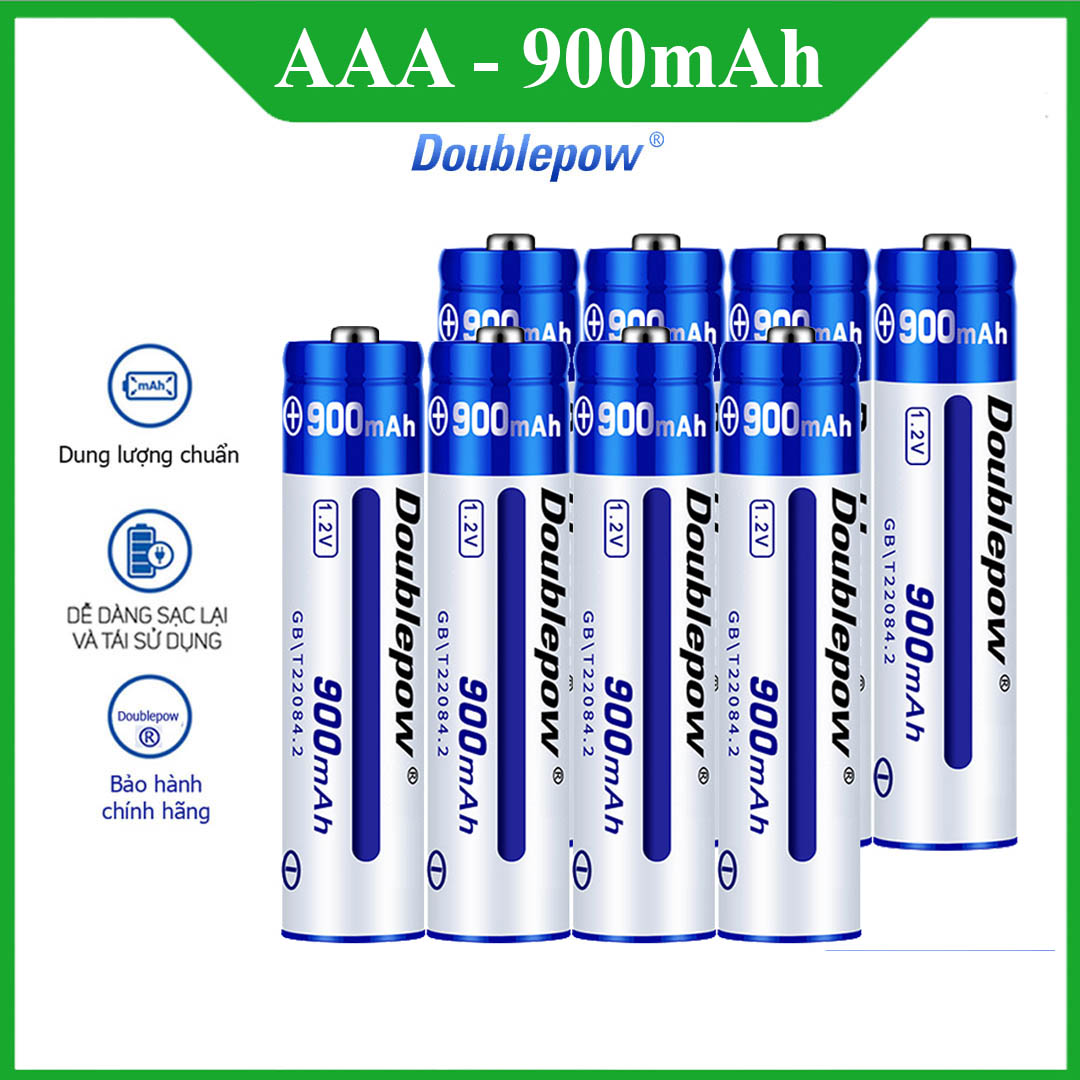 [Combo 8 viên] Pin sạc AAA 900mAh Doublepow cao cấp (pin xanh) - Bảo hành chính hãng