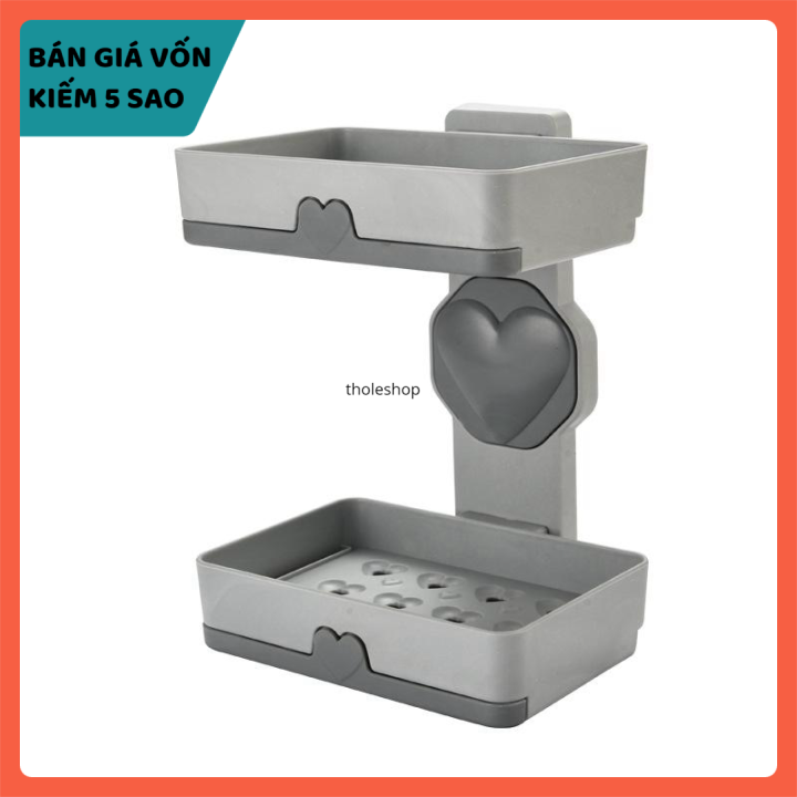 Kệ nhà tắm - kệ đựng xà phòng 2 tầng xoay 360 - khay để xà bông - hộp xà phòng - giá treo nhà bếp phòng tắm