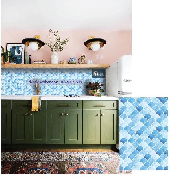 Decal gạch bông UV Vảy Cá  (bộ 4 tờ 40x60cm = 0.96m2)