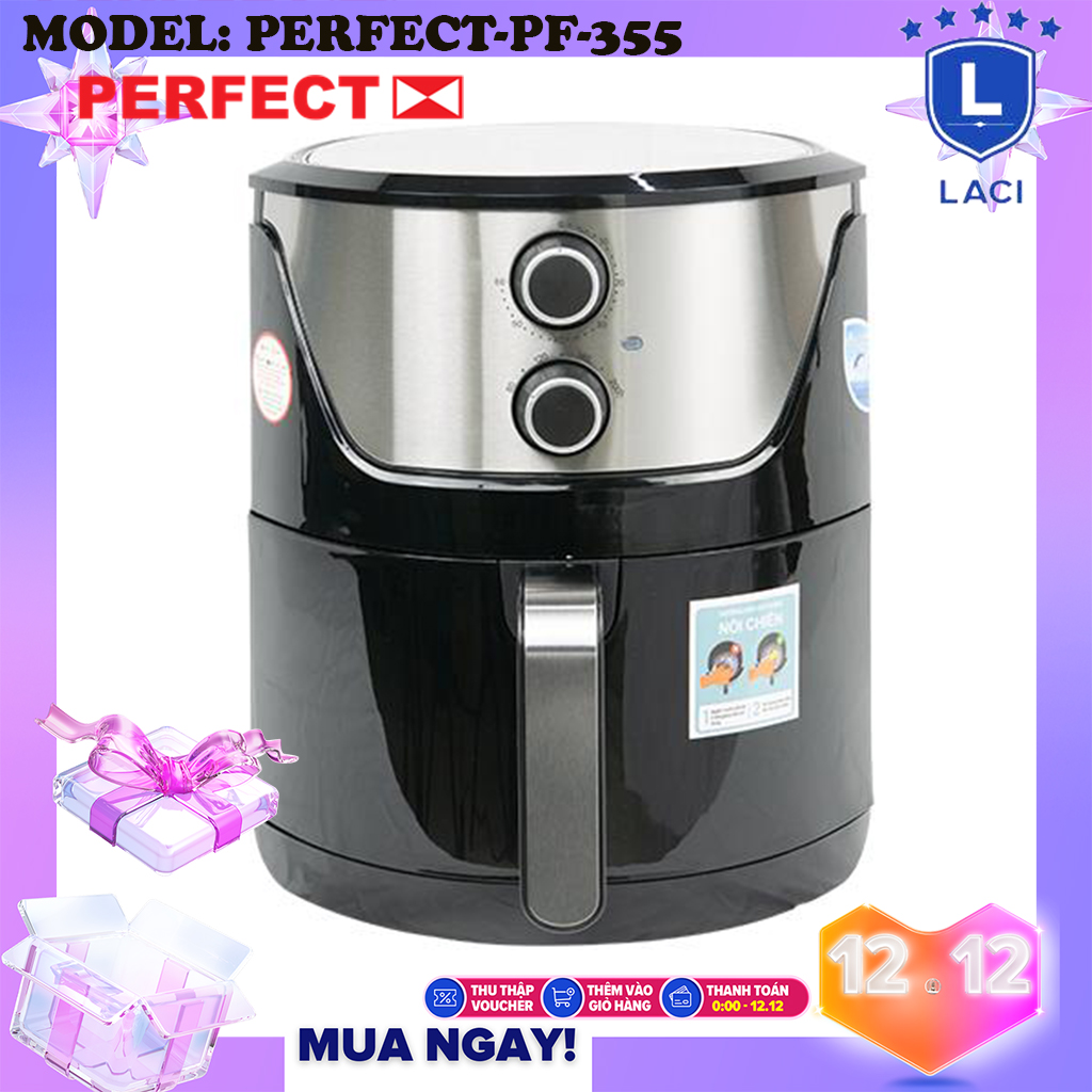 Nồi chiên không dầu perfect pf-355 | dung tích 5 lít | loại cơ | công suất 1400w | bảo hành chính hãng 12 tháng