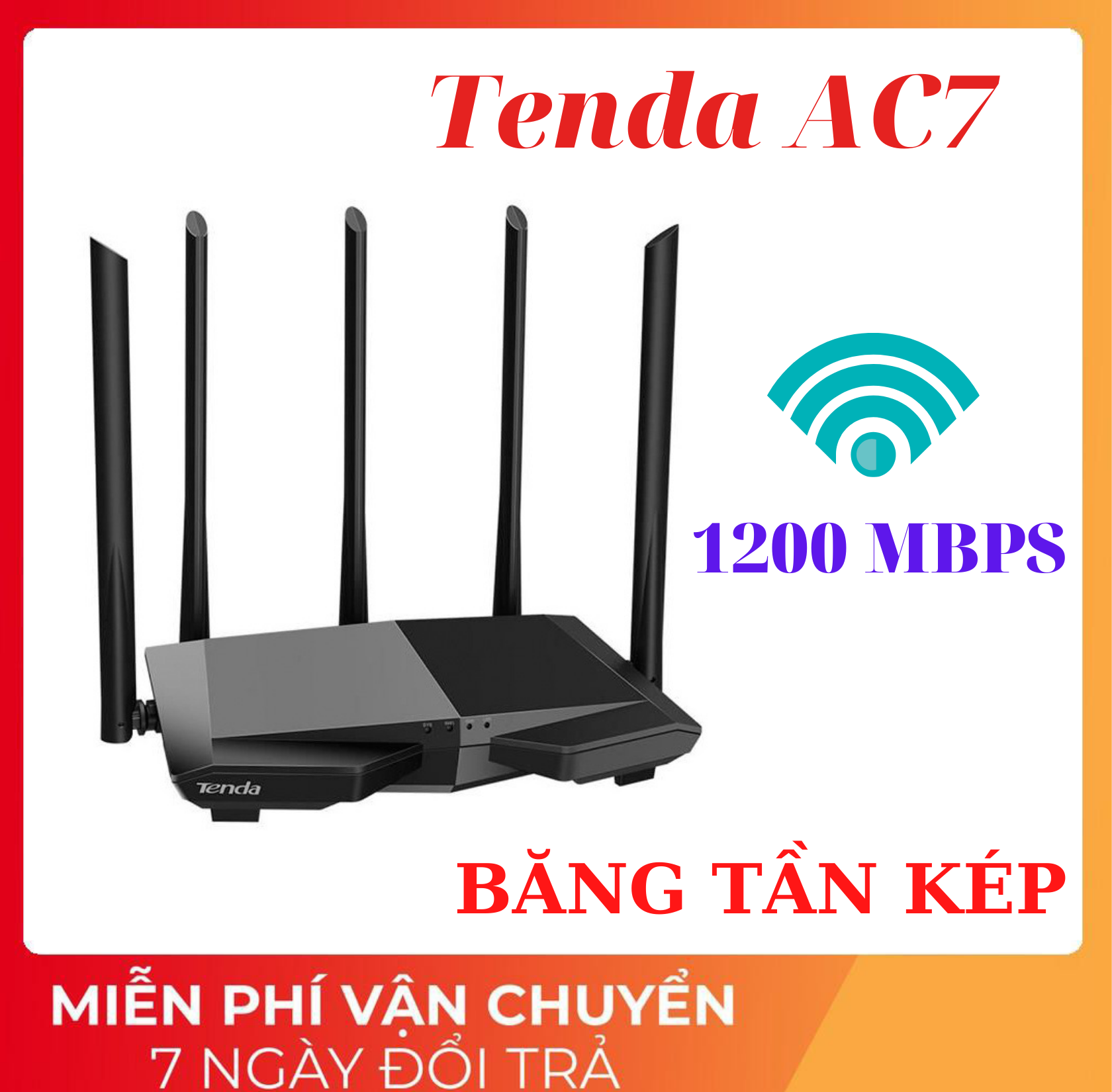 Wifi Tenda AC7 Bộ Phát Wifi Xuyên Tường Tenda 5 râu chuẩn AC 1200 Mbps , Cục phát wifi tenda , modem wifi tenda, Cục kích sóng wifi , cục hút wifi tenda cục wifi không dây - Hàng Thanh Ly 95%