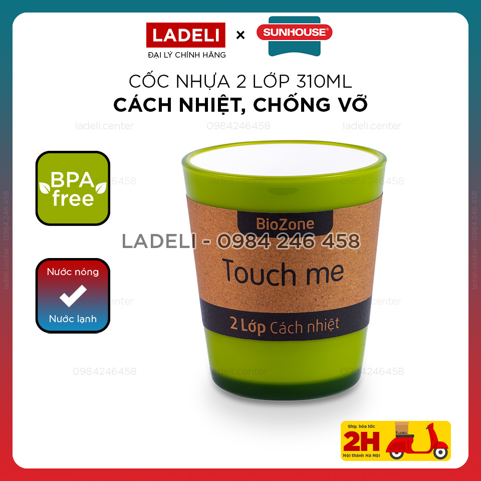 Cốc cách nhiệt 2 lớp SUNHOUSE BioZone KB-CU310PGT dung tích 310ml chống vỡ