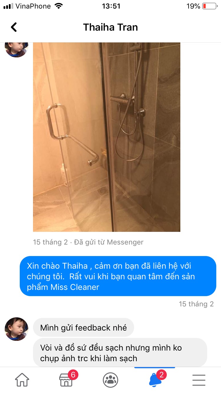 Miss cleaner làm sạch cặn canxi trên vách kính nhà tắm, làm sạch vách ngăn nhà tắm, làm sạch gương nhà tắm