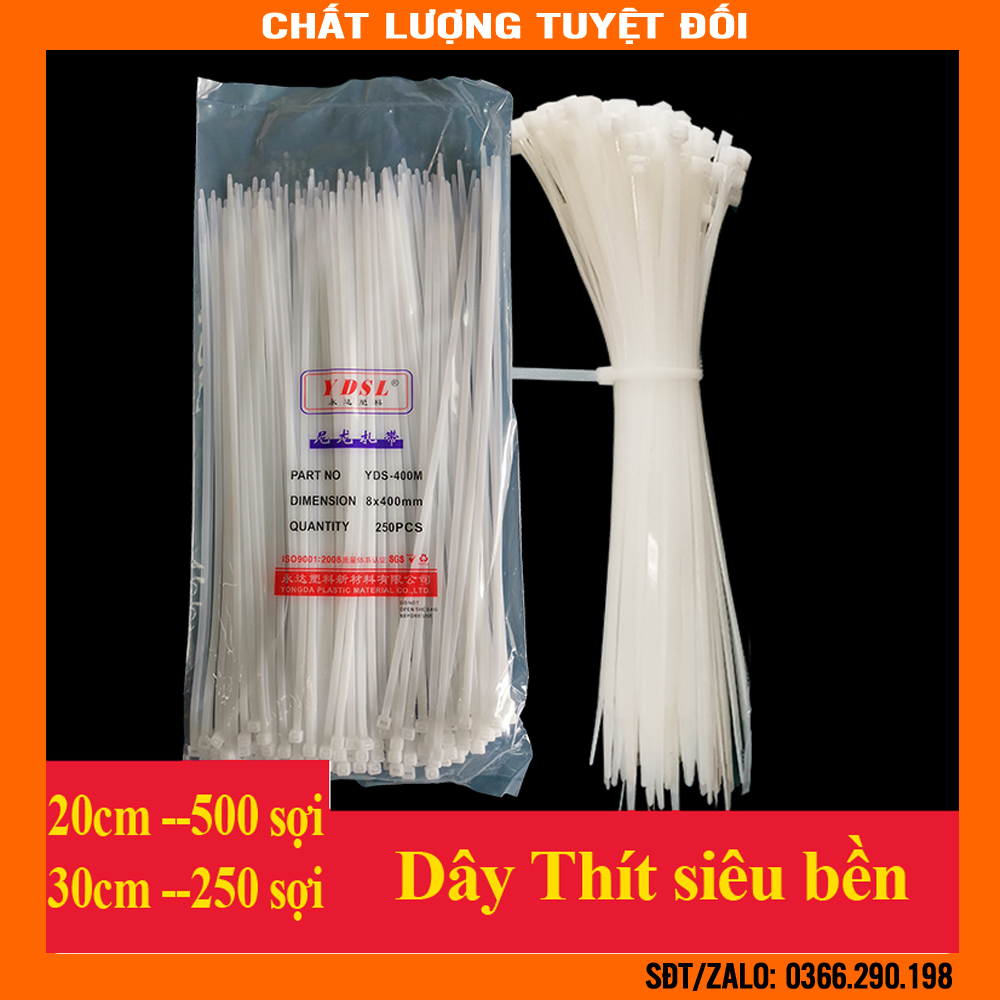 Túi 500 dây thít lạt nhựa dây rút siêu bền dài 20cm