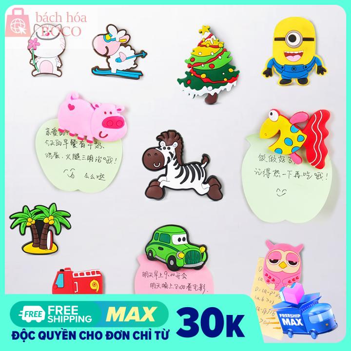 Combo 8 nam châm trang trí tủ lạnh hoạt hình silicon, nam châm dán tủ lạnh, nam châm dán giấy note