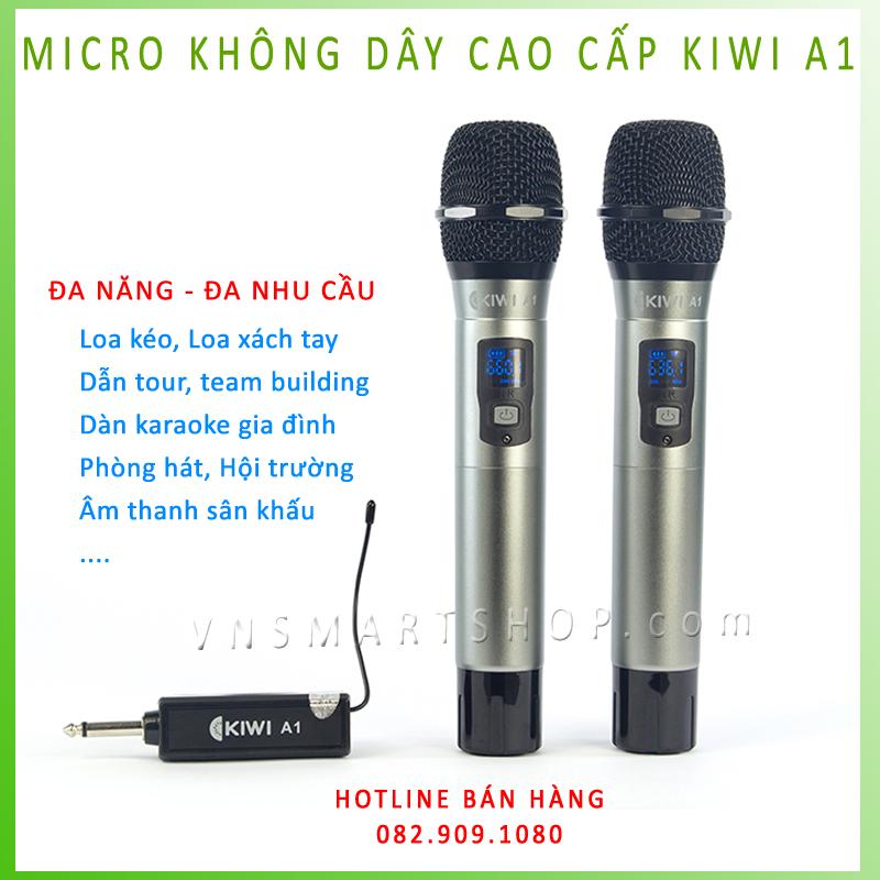 Micro không dây cao cấp kiwi-a1 . micro karaoke không dây uhf hãng kiwi việt nam chất lượng cao
