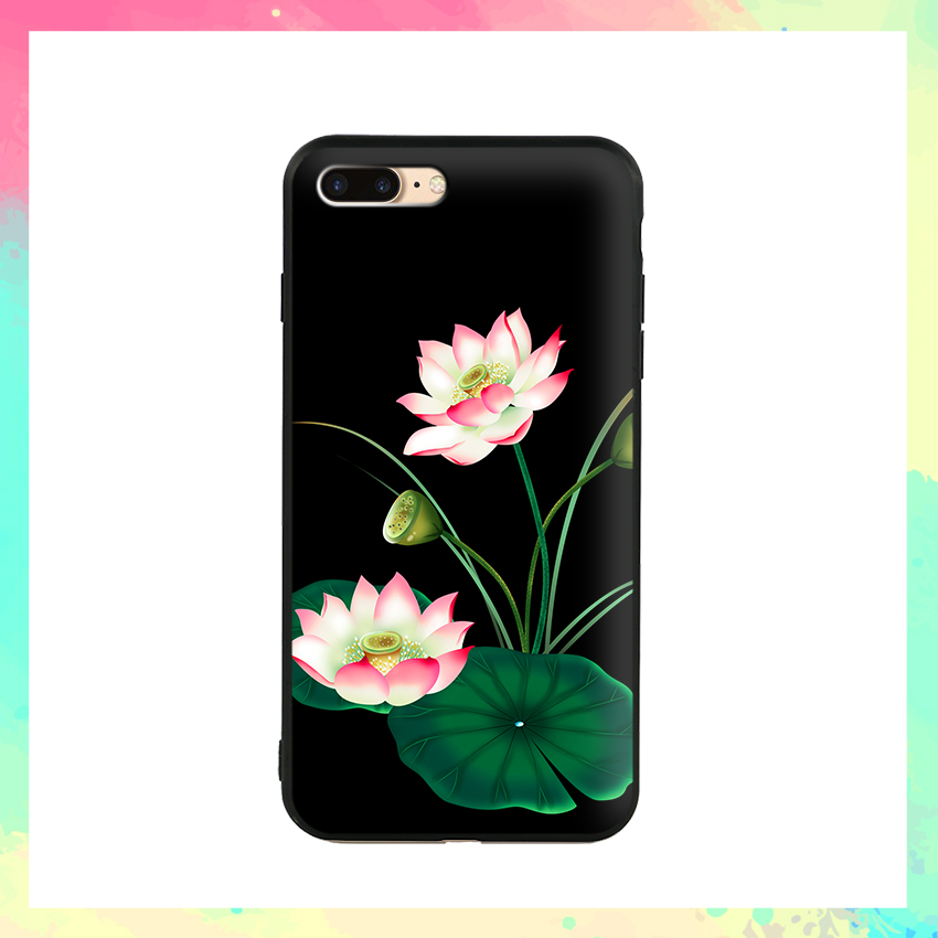 Ốp lưng in họa tiết hoa sen cho Apple Iphone 7 Plus / 8 Plus - 02006 8147 HS09 - Viền TPU Dẻo